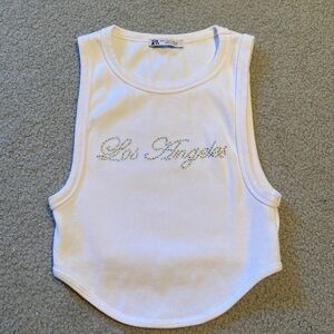 Zara rhinestone crop tank. Size S